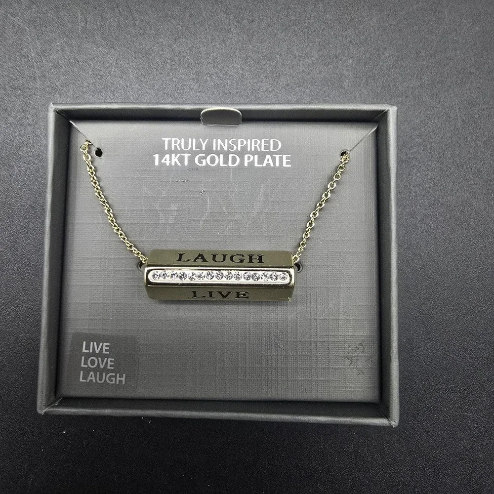 14K Gold Plated Live Laugh Love Pendant Necklace